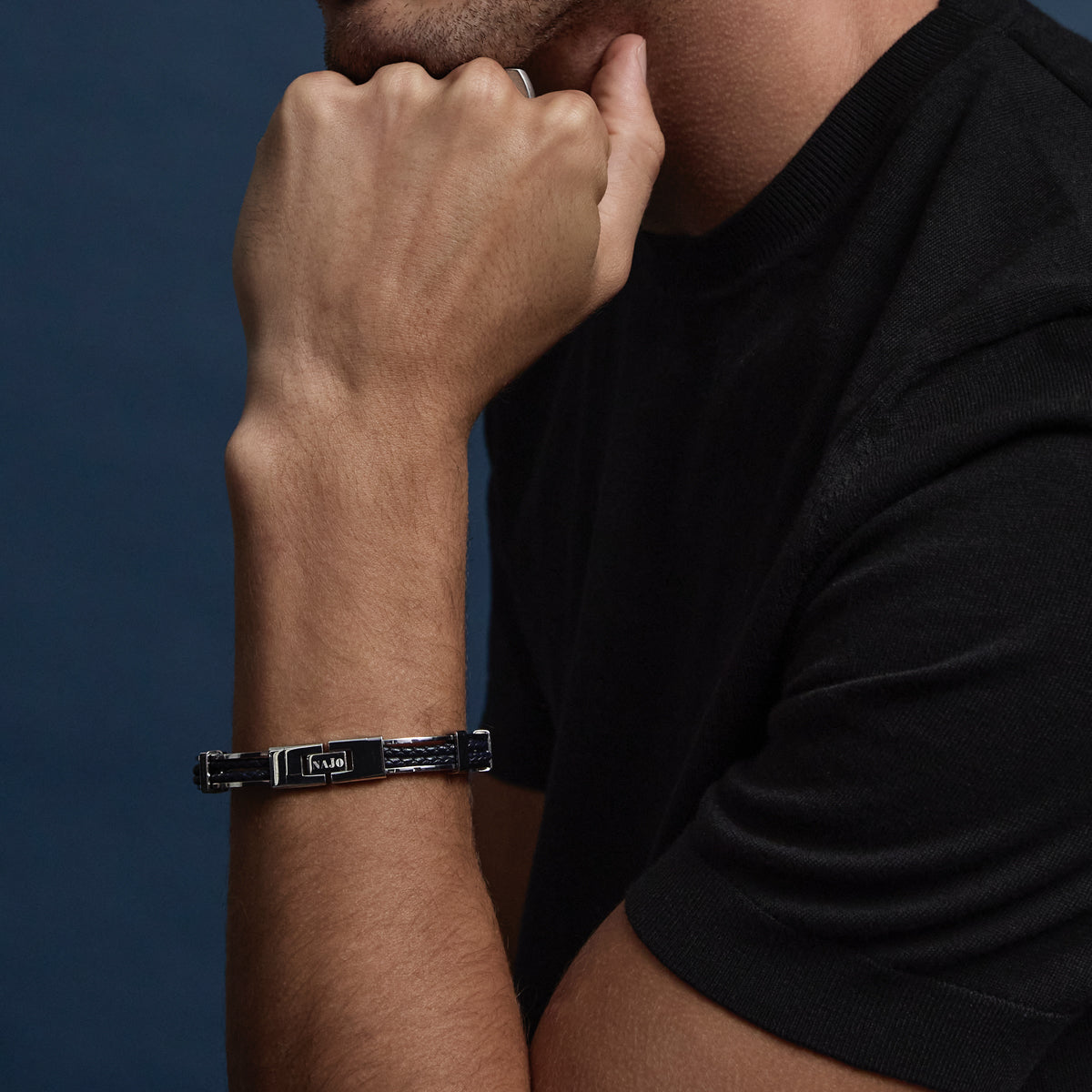 Band of Strength Men’s Plaited Leather and Steel Bracelet