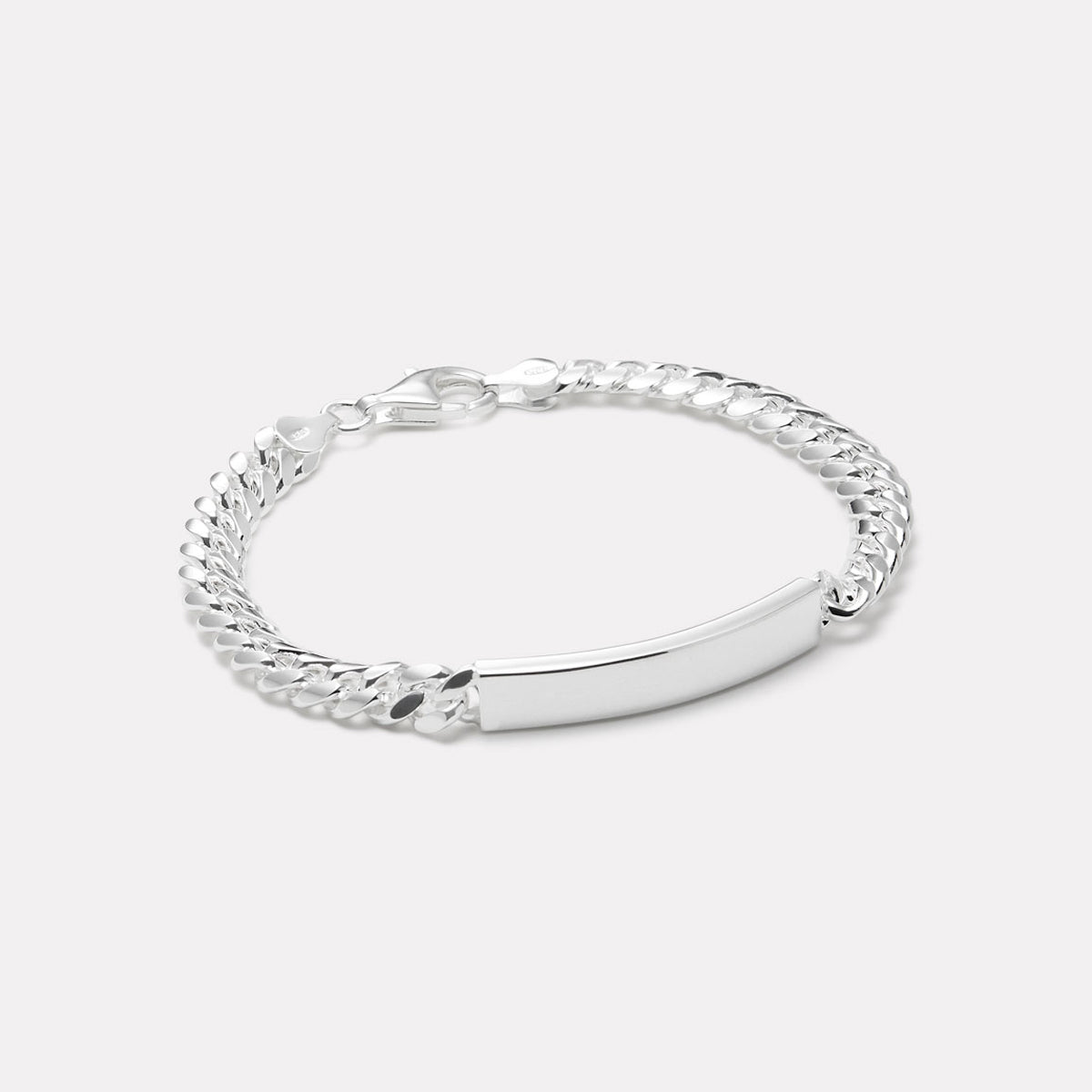 Sterling Silver Cuban Men’s Silver ID Chain Bracelet
