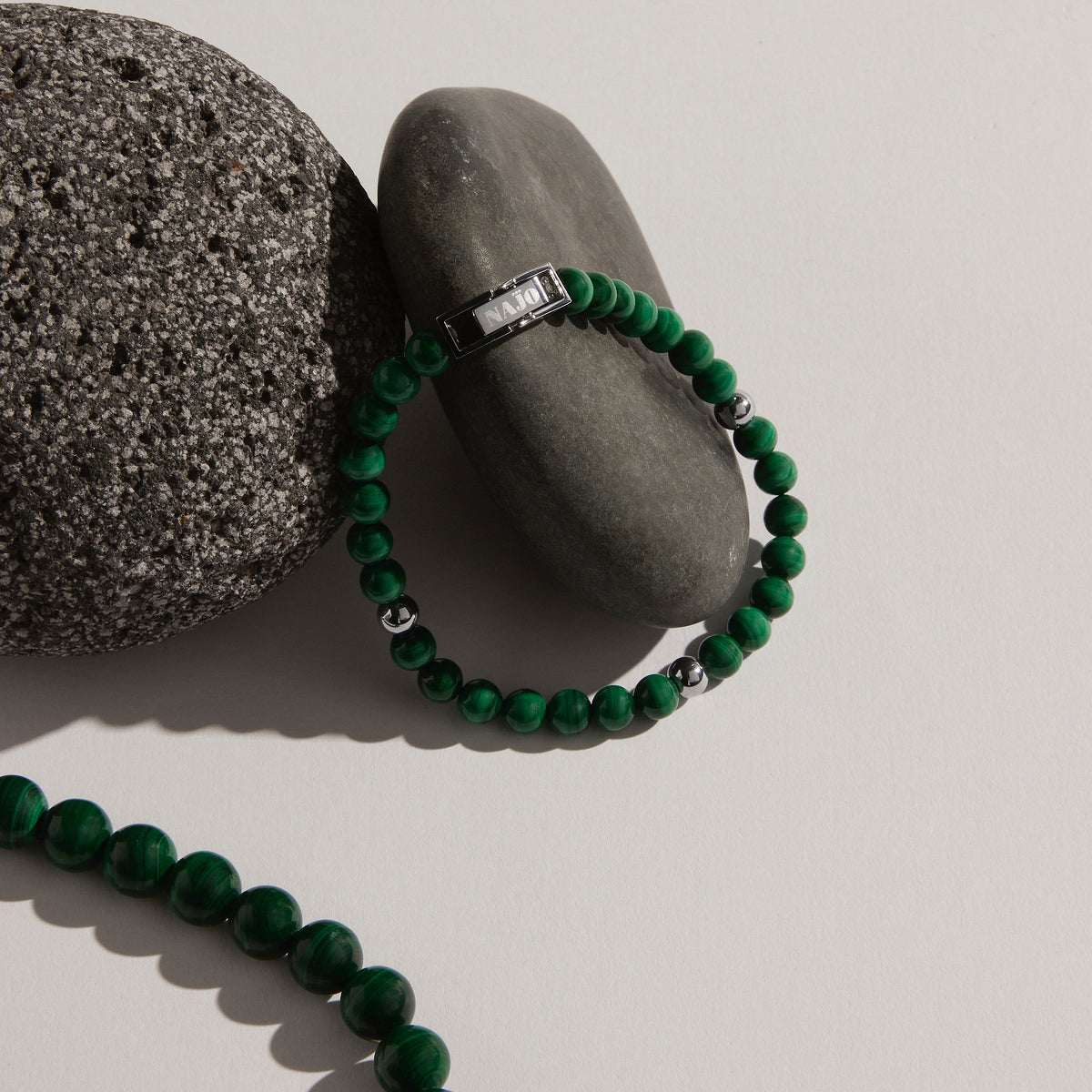 Atlas Men's 6mm Beaded Malachite Bracelet