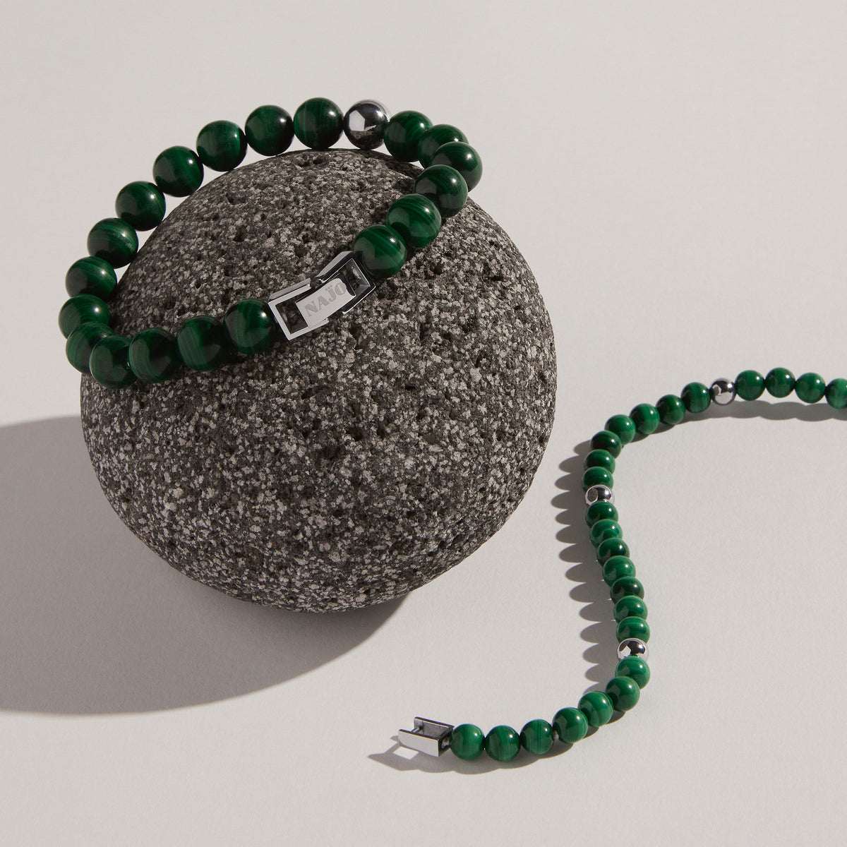 Atlas Men's 6mm Beaded Malachite Bracelet