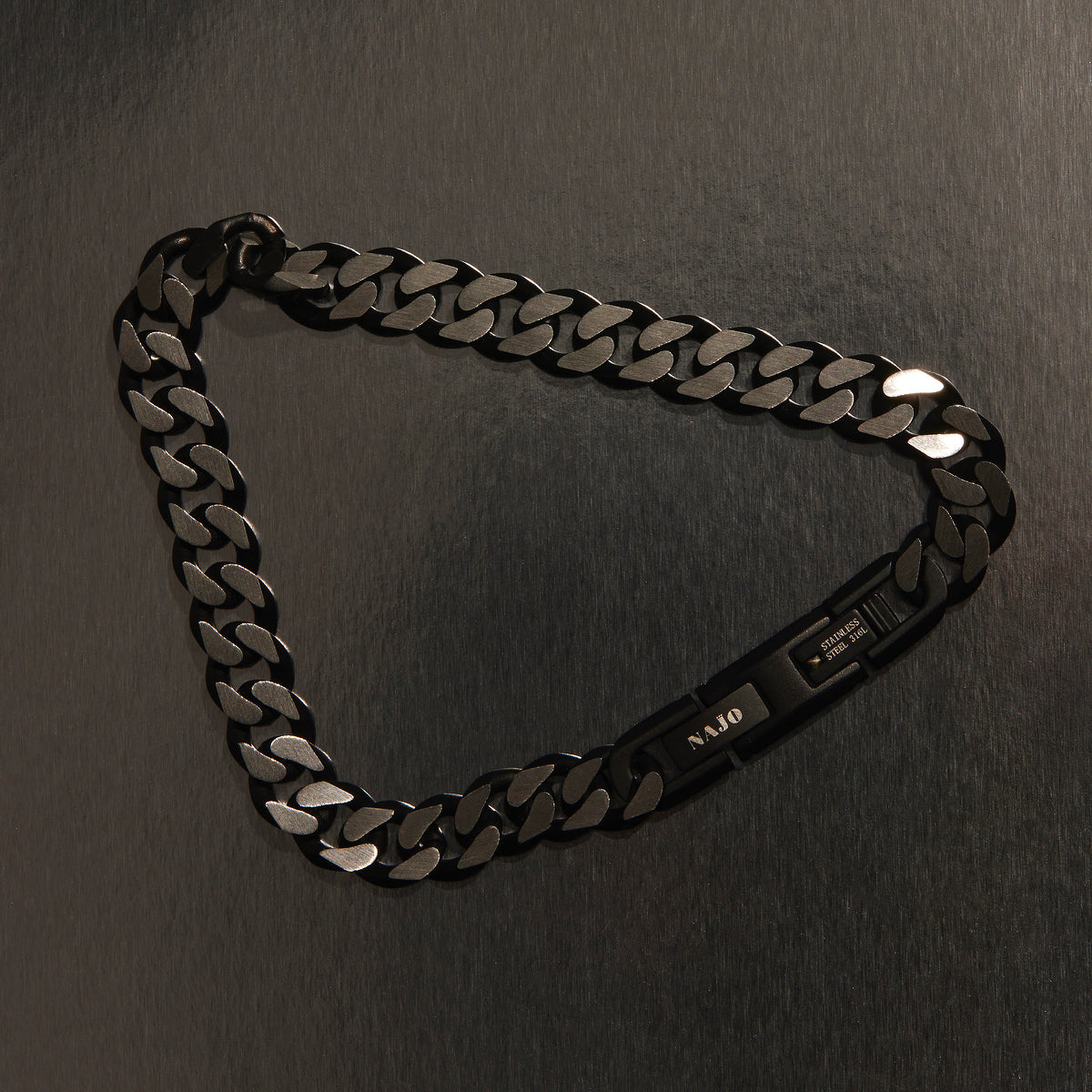 Nero Men’s Steel Curb Chain Bracelet (Bold)