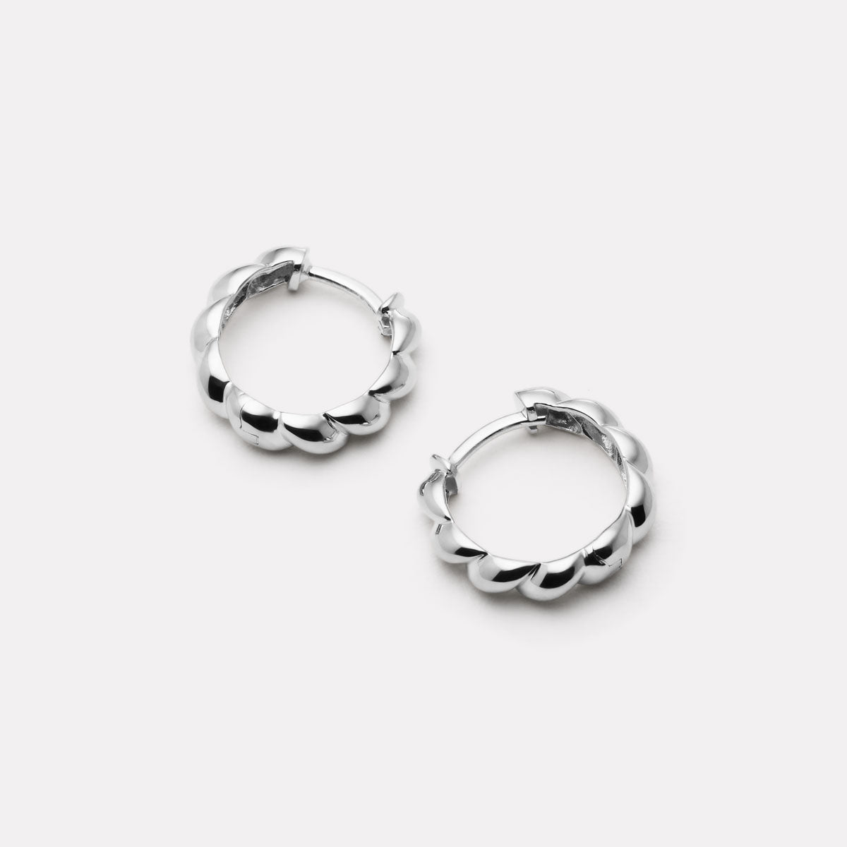 Sterling Silver Zippy Twist Huggie Earrings