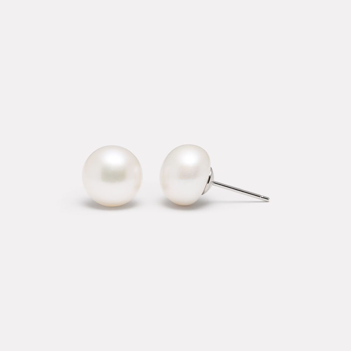 Large Sterling Silver Luminosity Pearl Bridal Stud Earrings