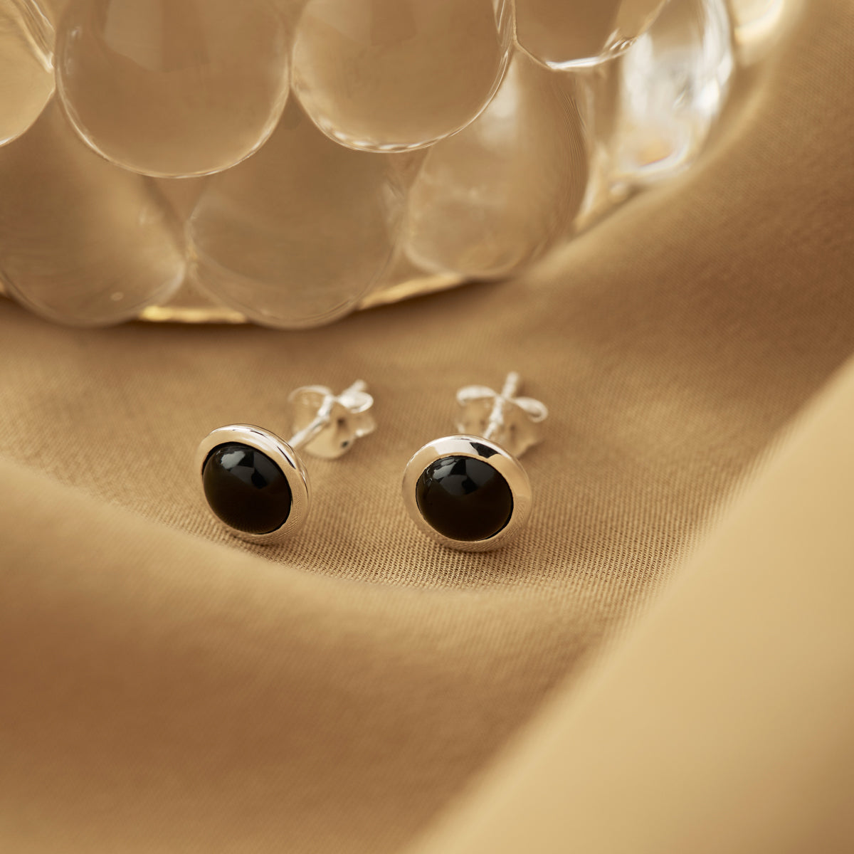 Husk Onyx Stud Earrings