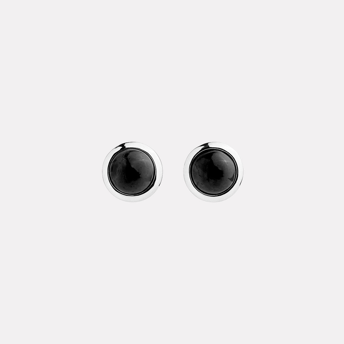 Sterling Silver Husk Onyx Stud Earrings
