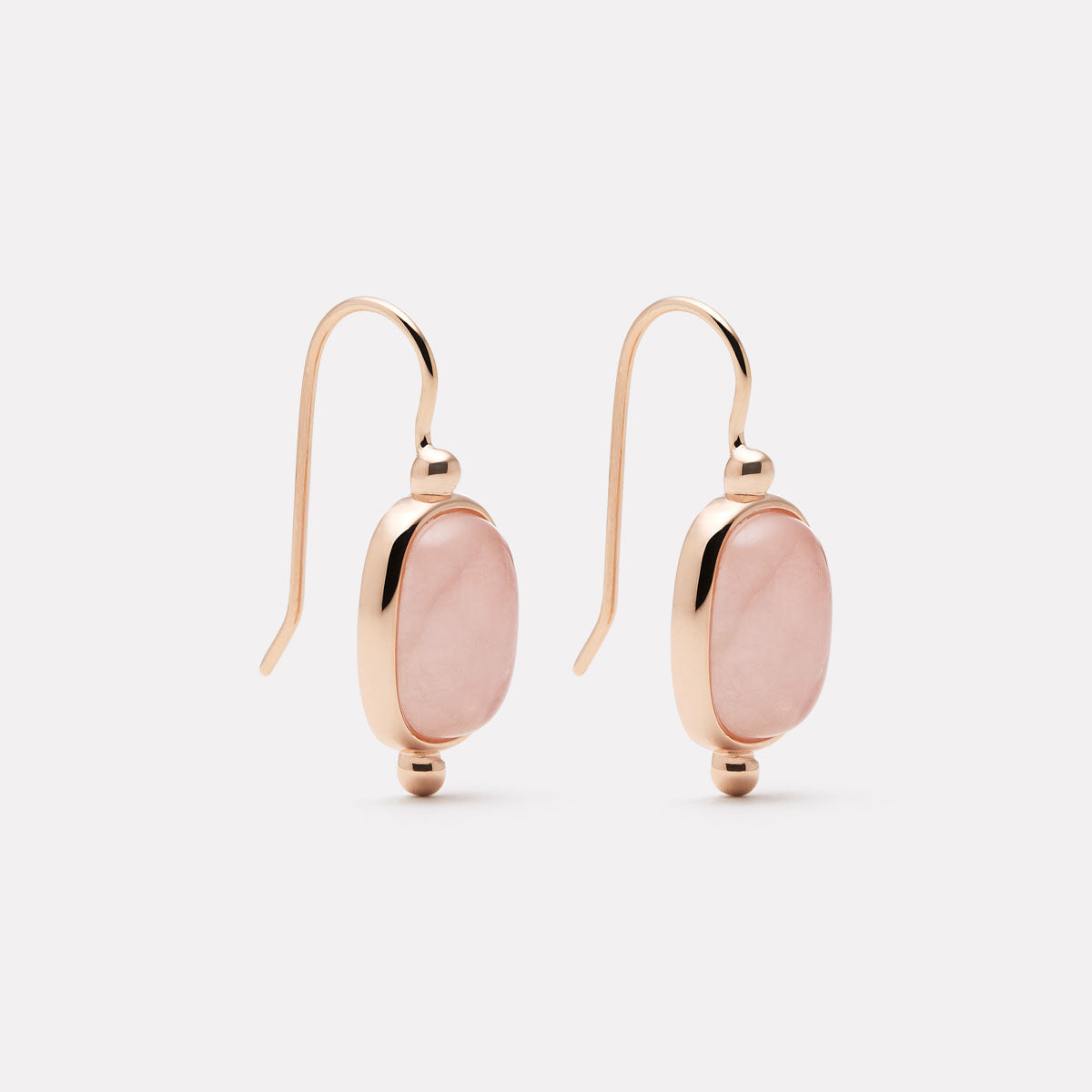 Rose Gold Fleur Rose Quartz Earrings