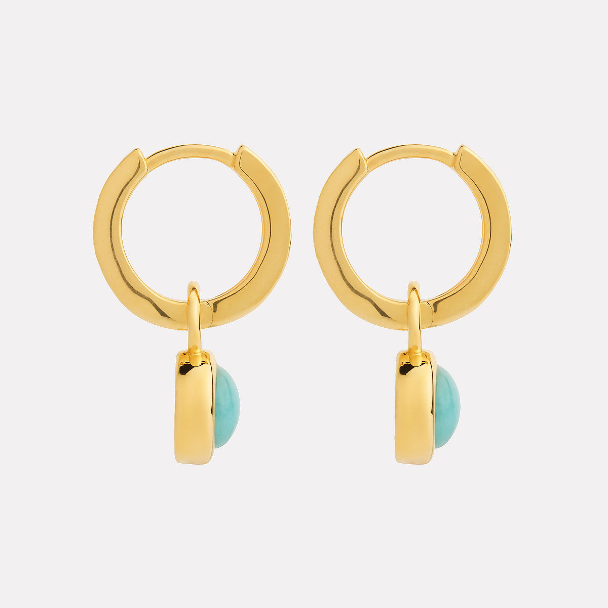 Solace Yellow Gold Amazonite Huggie Earrings