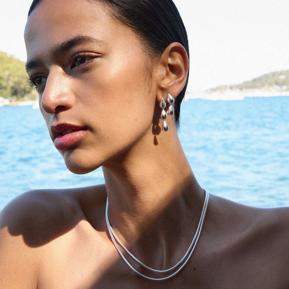 Liora Triple Drop Stud Earrings