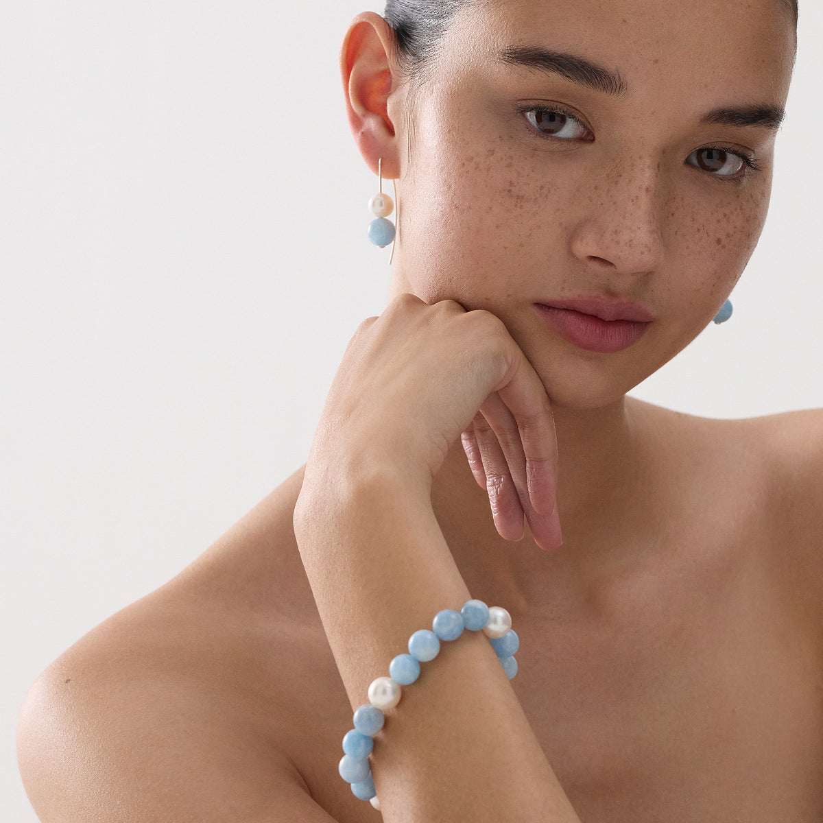 Sunset Aquamarine & Pearl Earrings