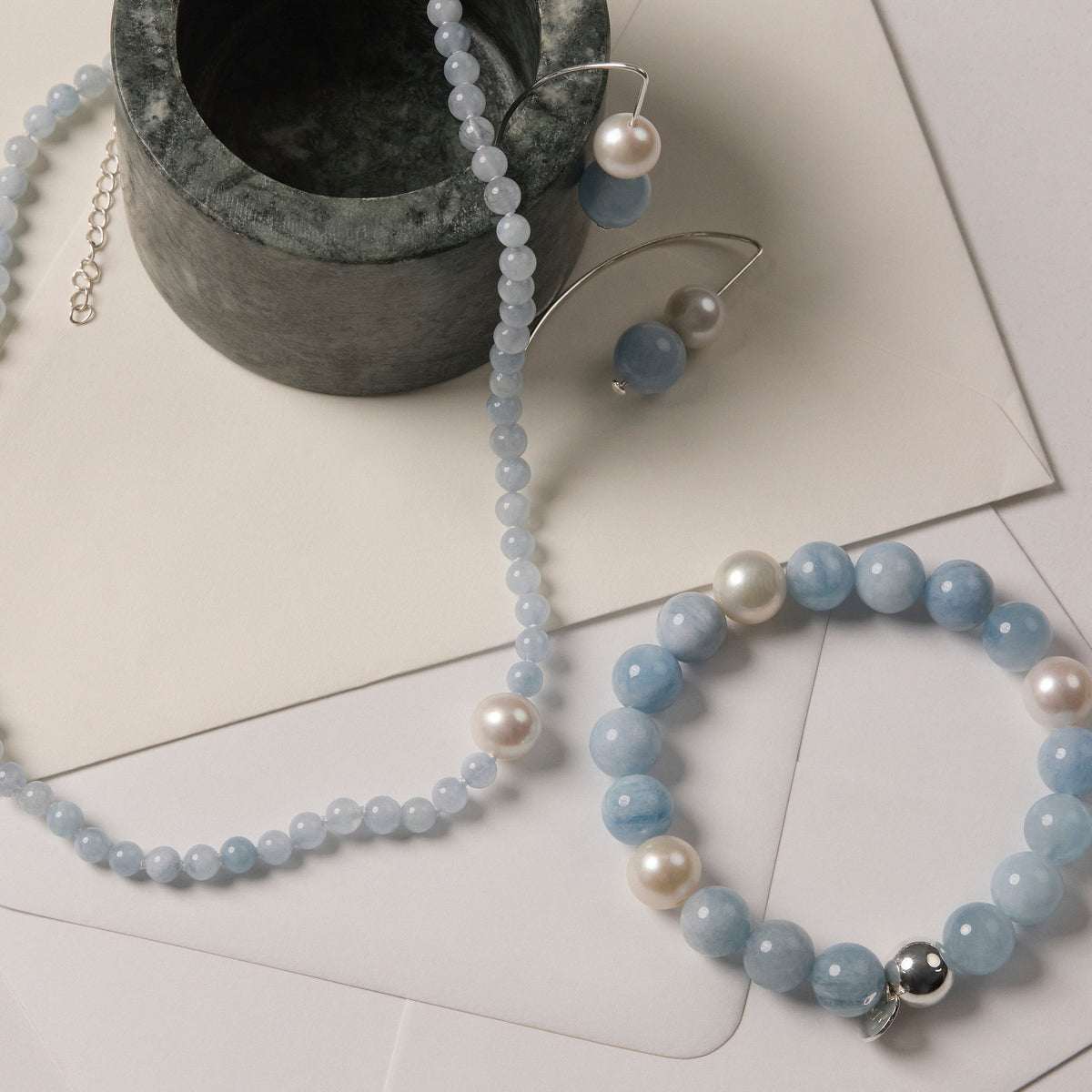 Sunset Aquamarine & Pearl Earrings