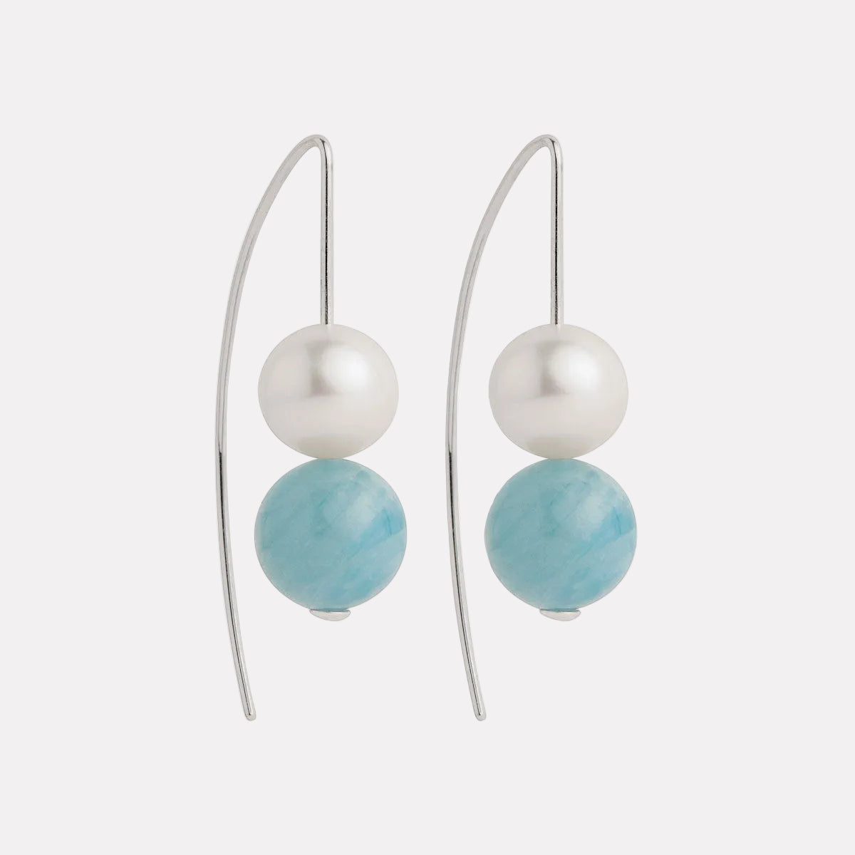 Sterling Silver Sunset Aquamarine & Pearl Earrings