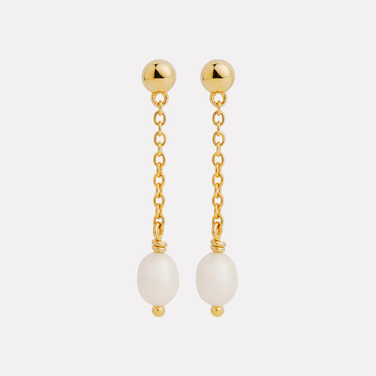 Yellow Gold Tidal Whisper Single Pearl Earrings