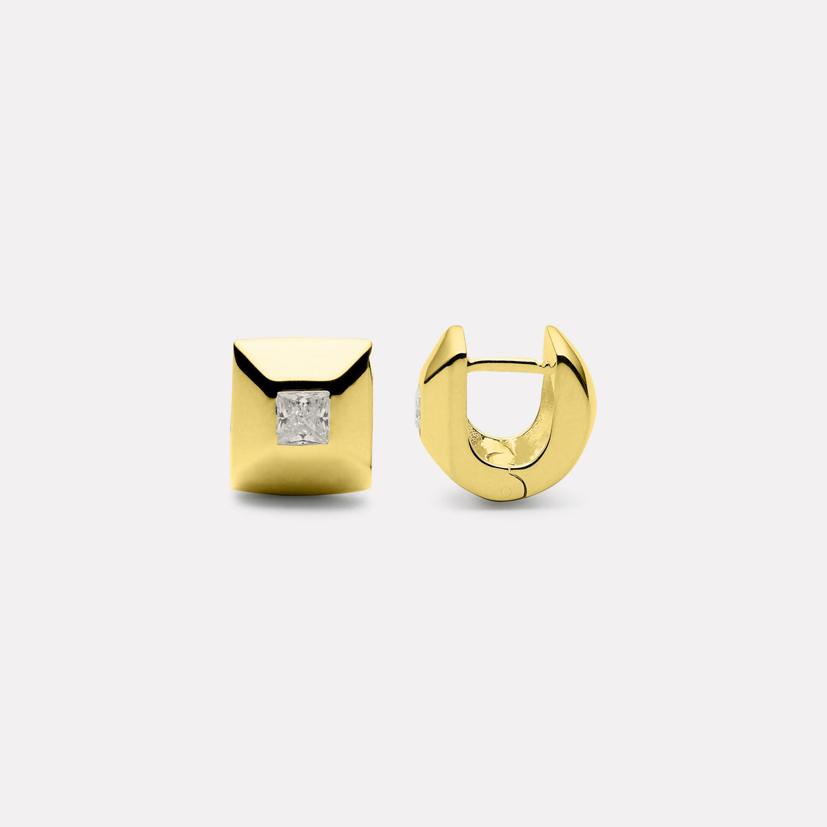 Yellow Gold Halo Cubic Zirconia Earrings