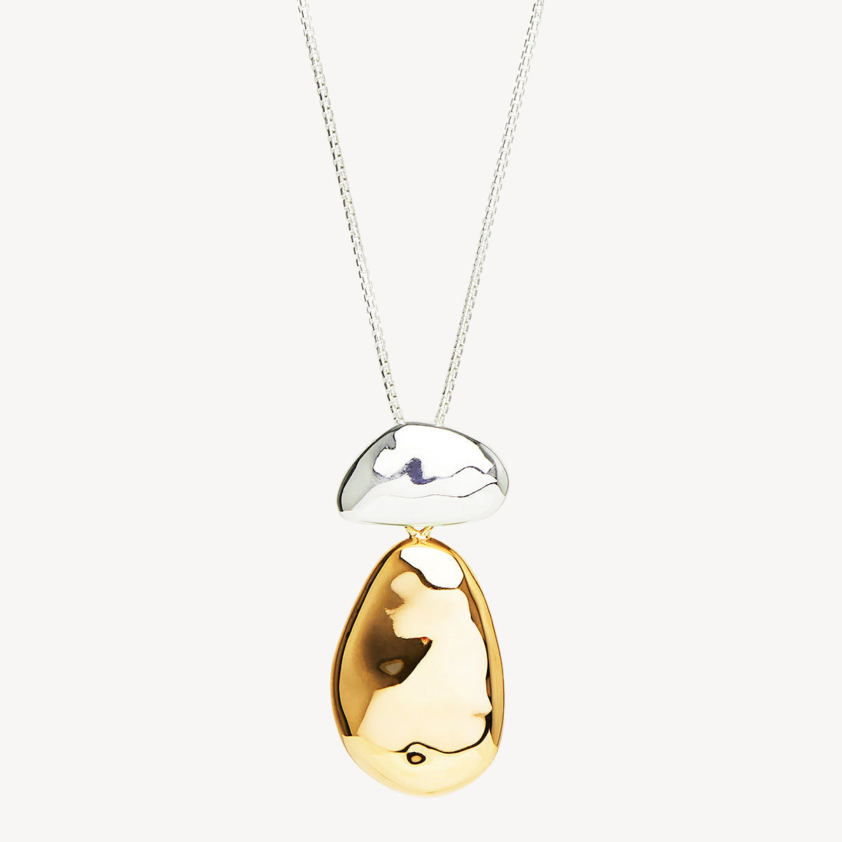 Sil Yell Gold Double Pebblet Two-Tone Pendant