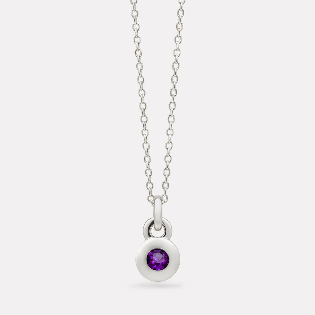 Sterling Silver February Amethyst Birthstone Necklace