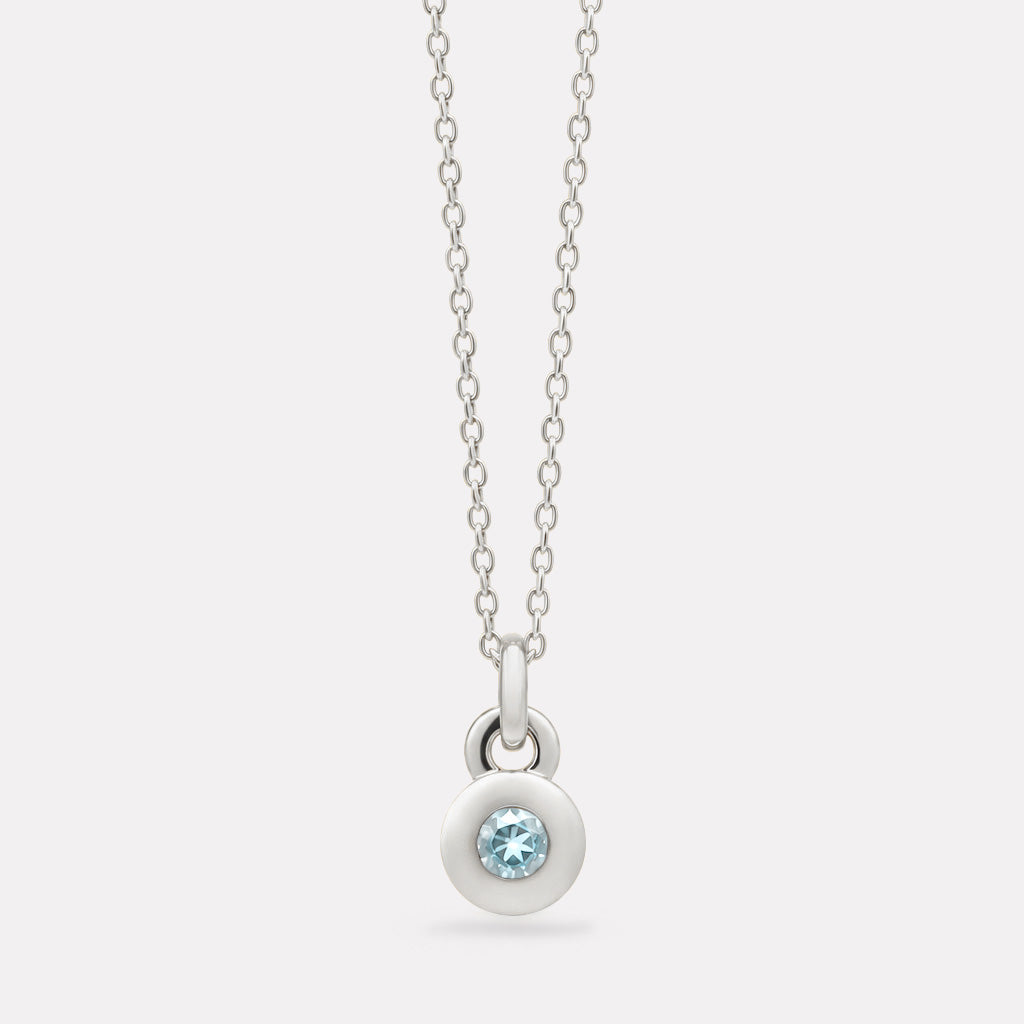 Sterling Silver March Aquamarine Birthstone Necklace