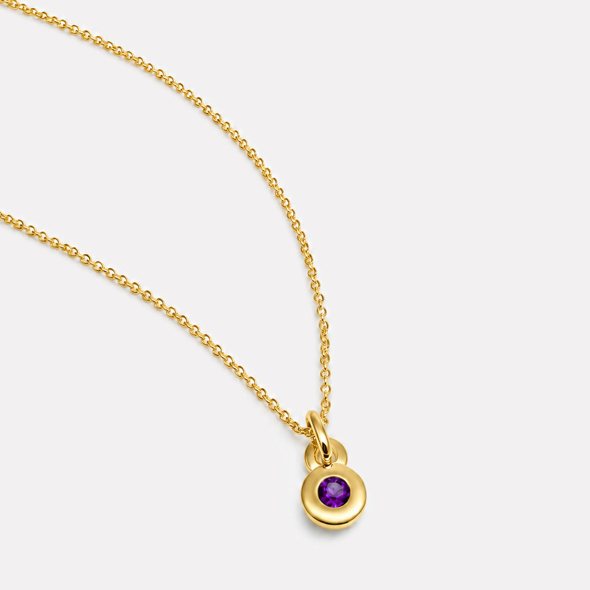 Yellow Gold February Amethyst Birthstone Necklace