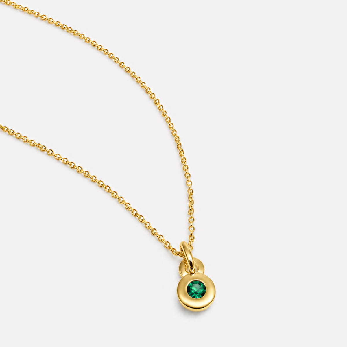 Yellow Gold May Emerald Birthstone Necklace