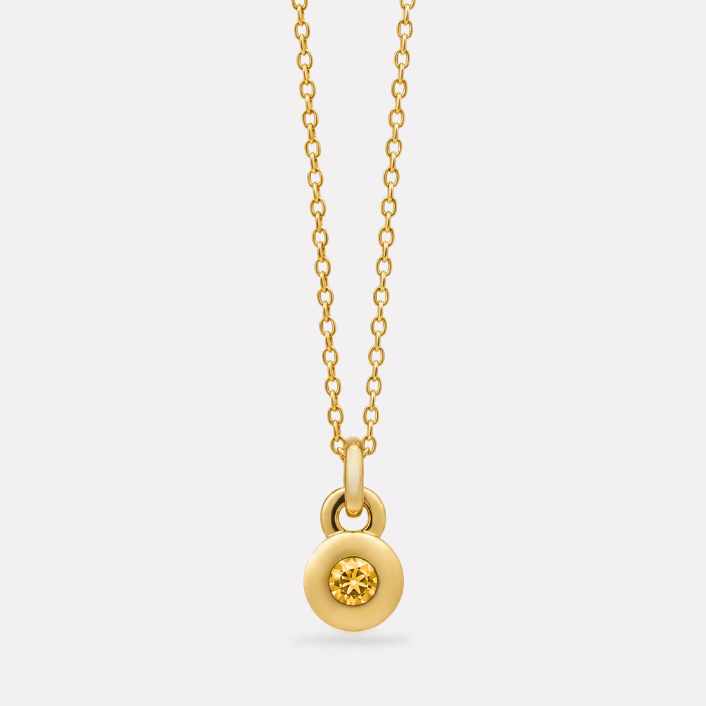 Yellow Gold November Citrine Birthstone Necklace