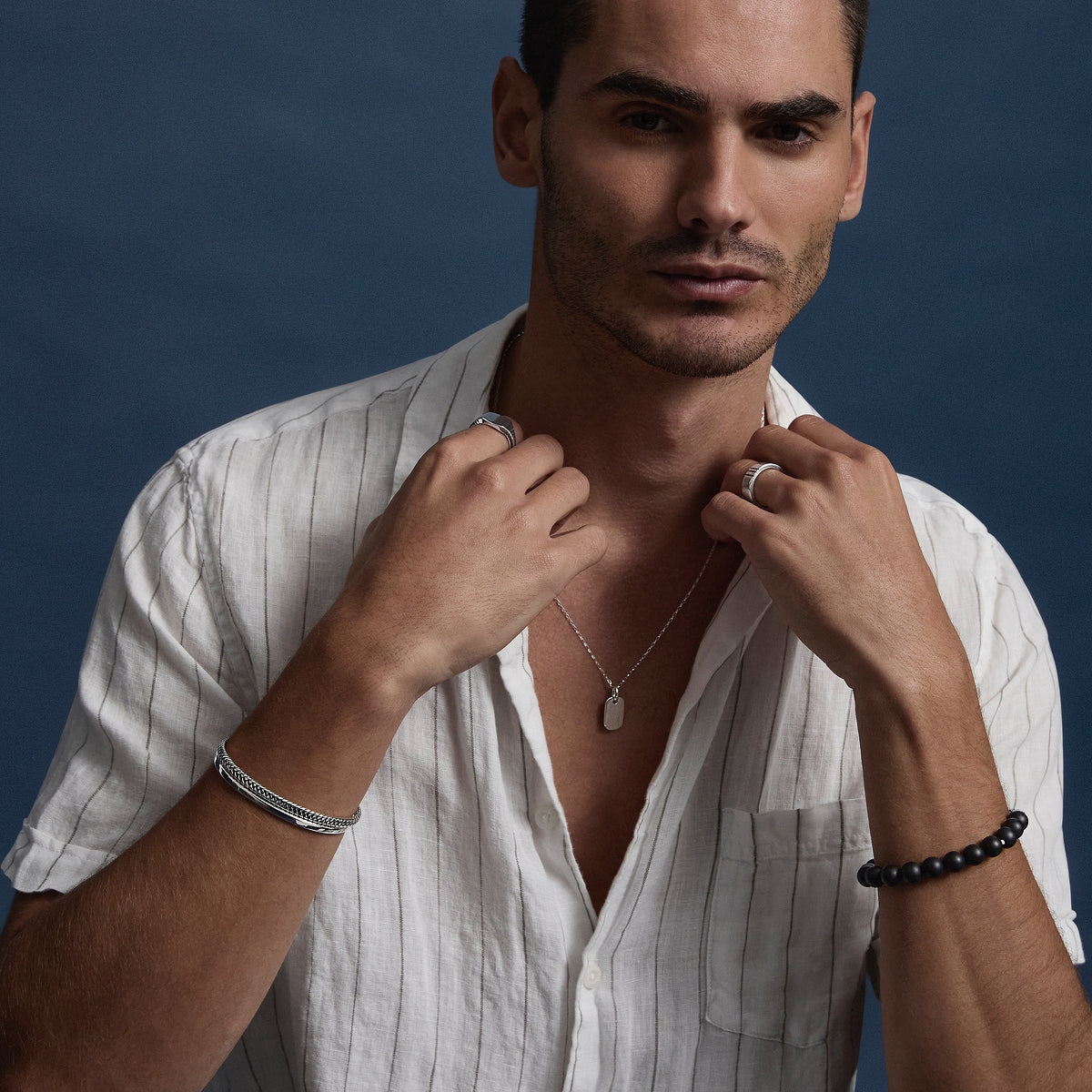 Moto Men’s Silver Dog Tag Pendant