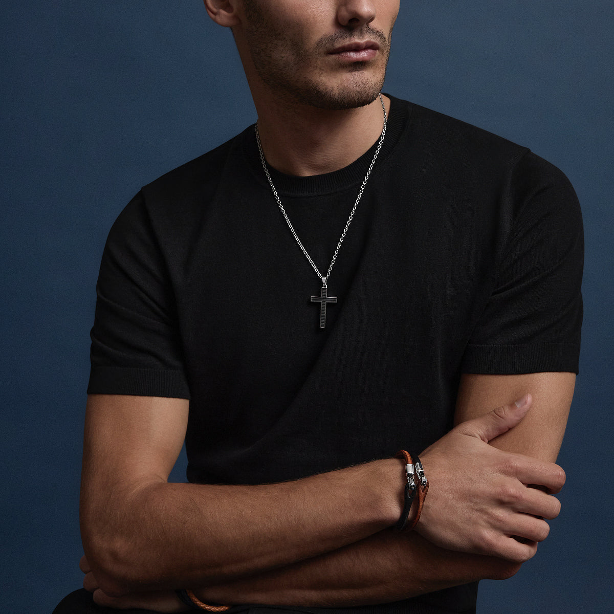 The Paladin Men’s Carbon Fibre and Steel Cross Pendant