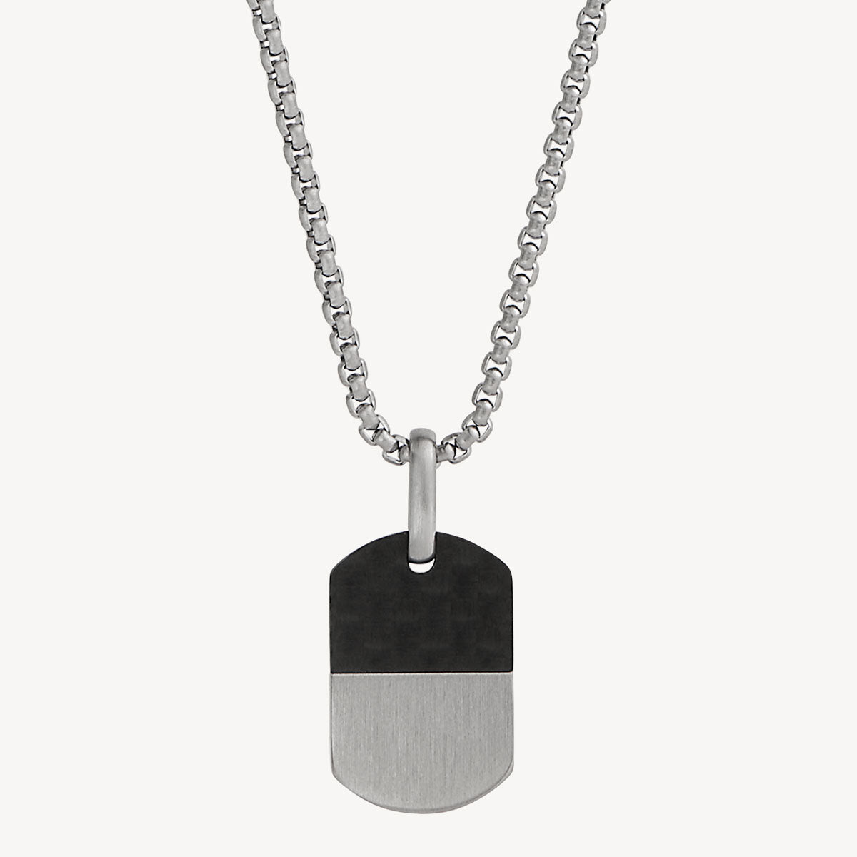 Stainless Steel The Aviator Carbon Fibre and Steel Dog Tag Pendant