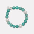 Sterling Silver Sunset Amazonite & Pearl Stretch Bracelet