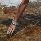 Sunset Aquamarine & Pearl Stretch Bracelet