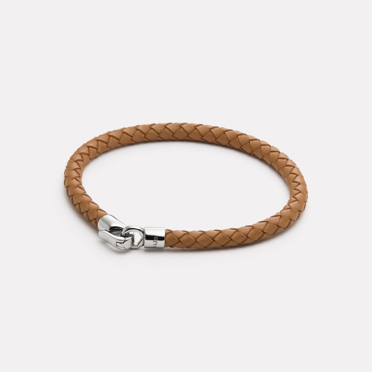 Tan The Mariner Men’s Tan Plaited Leather and Steel Bracelet