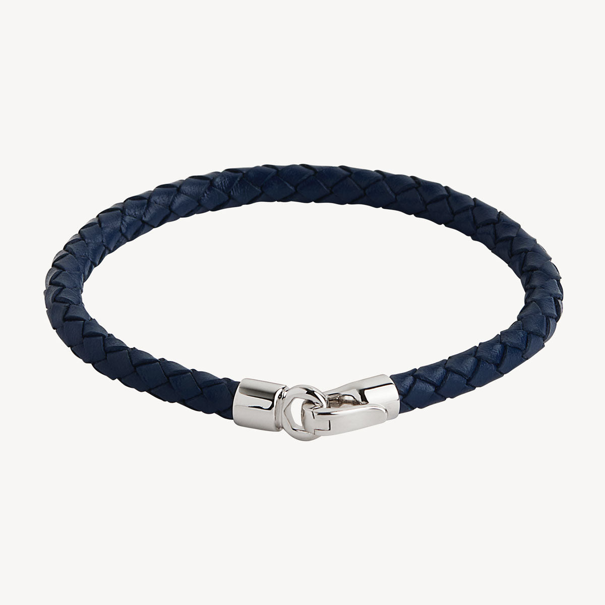 Navy The Mariner Men’s Navy Plaited Leather and Steel Bracelet