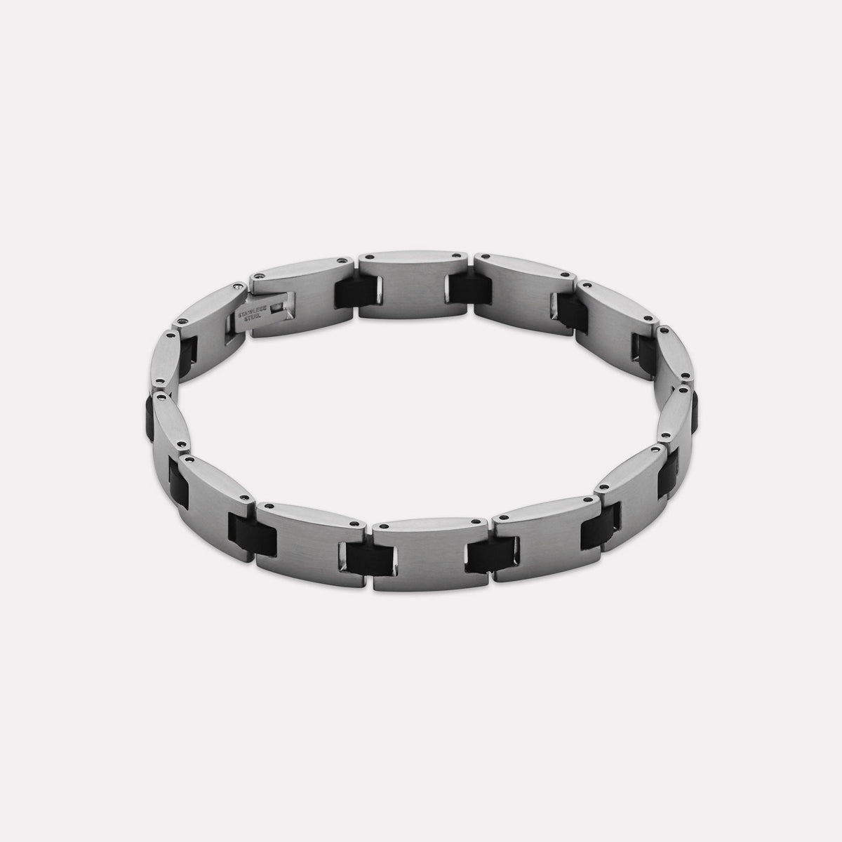 Stainless Steel Paragon Men's Steel & Rubber Bracelet