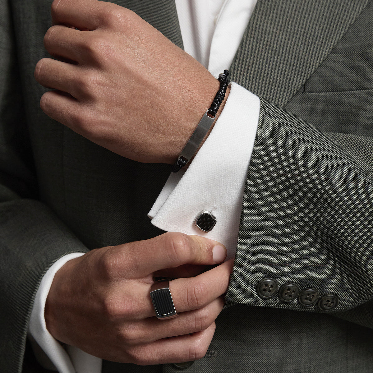 The Aviator Carbon Fibre and Steel Cufflinks