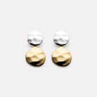 Sil Yell Gold Shard Double Disk Studs