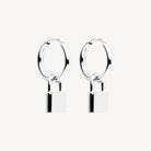 Sterling Silver Love Lock Huggie Earrings