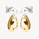 Sil Yell Gold Double Pebblet Two-Tone Stud Earrings