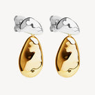 Sil Yell Gold Double Pebblet Two-Tone Stud Earrings