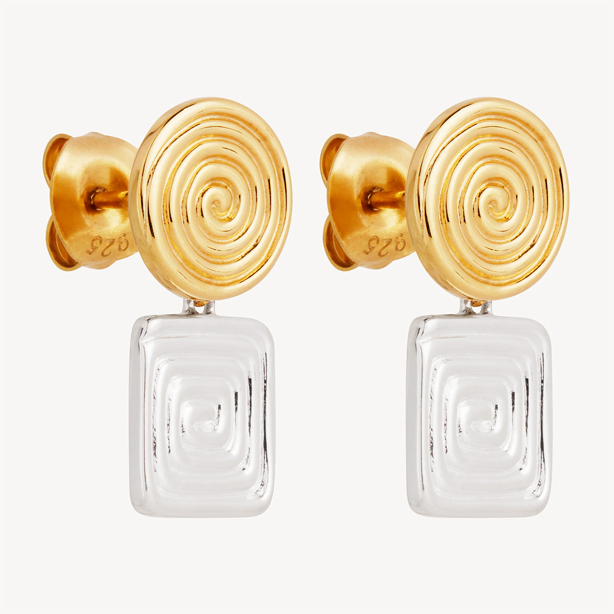 Sil Yell Gold Labyrinthe Two-Tone Earrings
