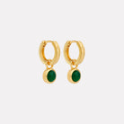 Yellow Gold Solace Yellow Gold Green Onyx Huggie Earrings