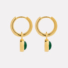 Solace Yellow Gold Green Onyx Huggie Earrings