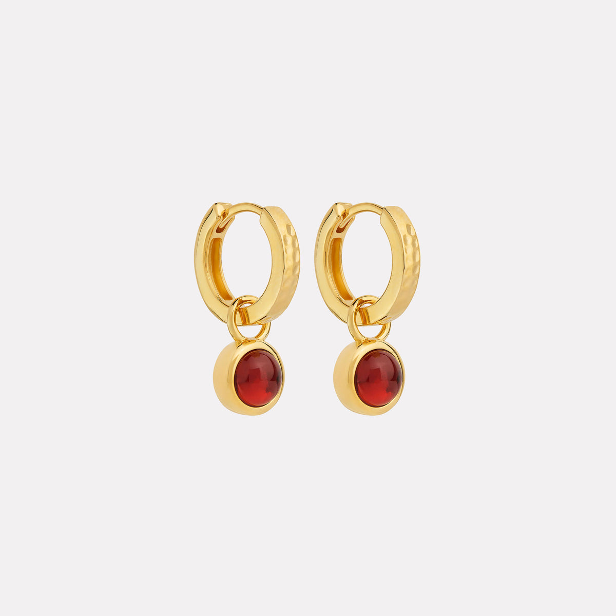Yellow Gold Solace Yellow Gold Garnet Huggie Earrings
