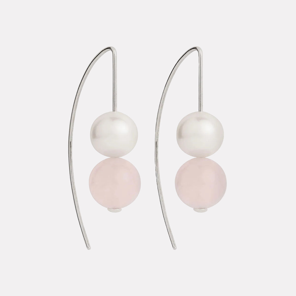 Sterling Silver Sunset Rose Quartz & Pearl Earrings