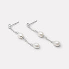Sterling Silver Tidal Whisper Double Pearl Earrings