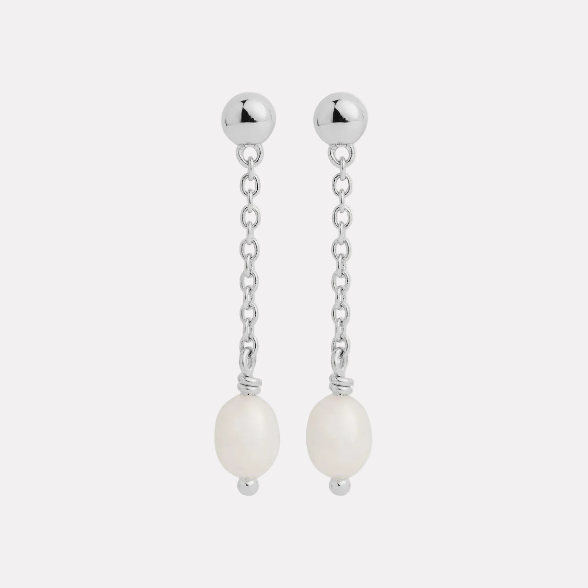 Sterling Silver Tidal Whisper Single Pearl Earrings
