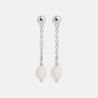 Sterling Silver Tidal Whisper Single Pearl Earrings