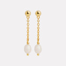 Yellow Gold Tidal Whisper Single Pearl Earrings