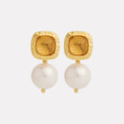 Sil Yellow Gold Coral Kiss Pearl Earrings