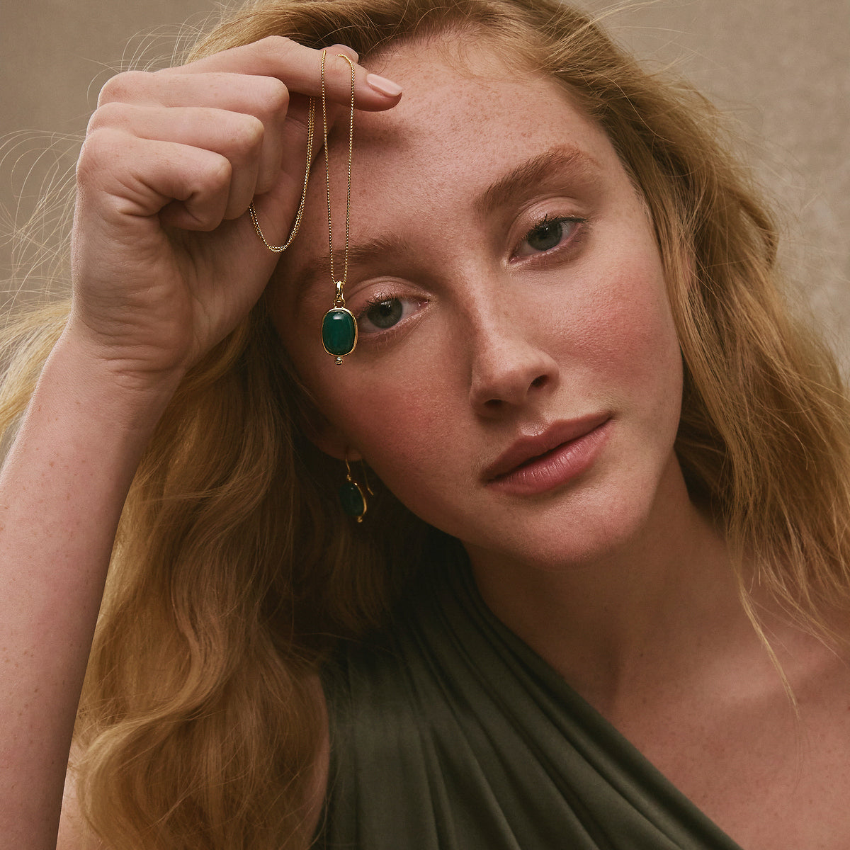 Fleur Green Onyx Pendant