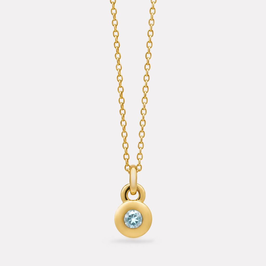 Yellow Gold March Aquamarine Birthstone Necklace