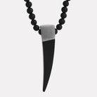 Stainless Steel Nomad Men's Steel & Black Agate Necklace