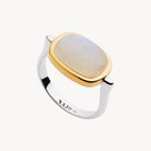 Sil Yell Gold Fleur Rainbow Moonstone Ring
